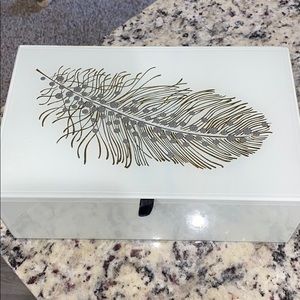 Jewelry box with feather painted on lid